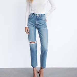 Zara ripped straight jeans, NWOT size 8 us